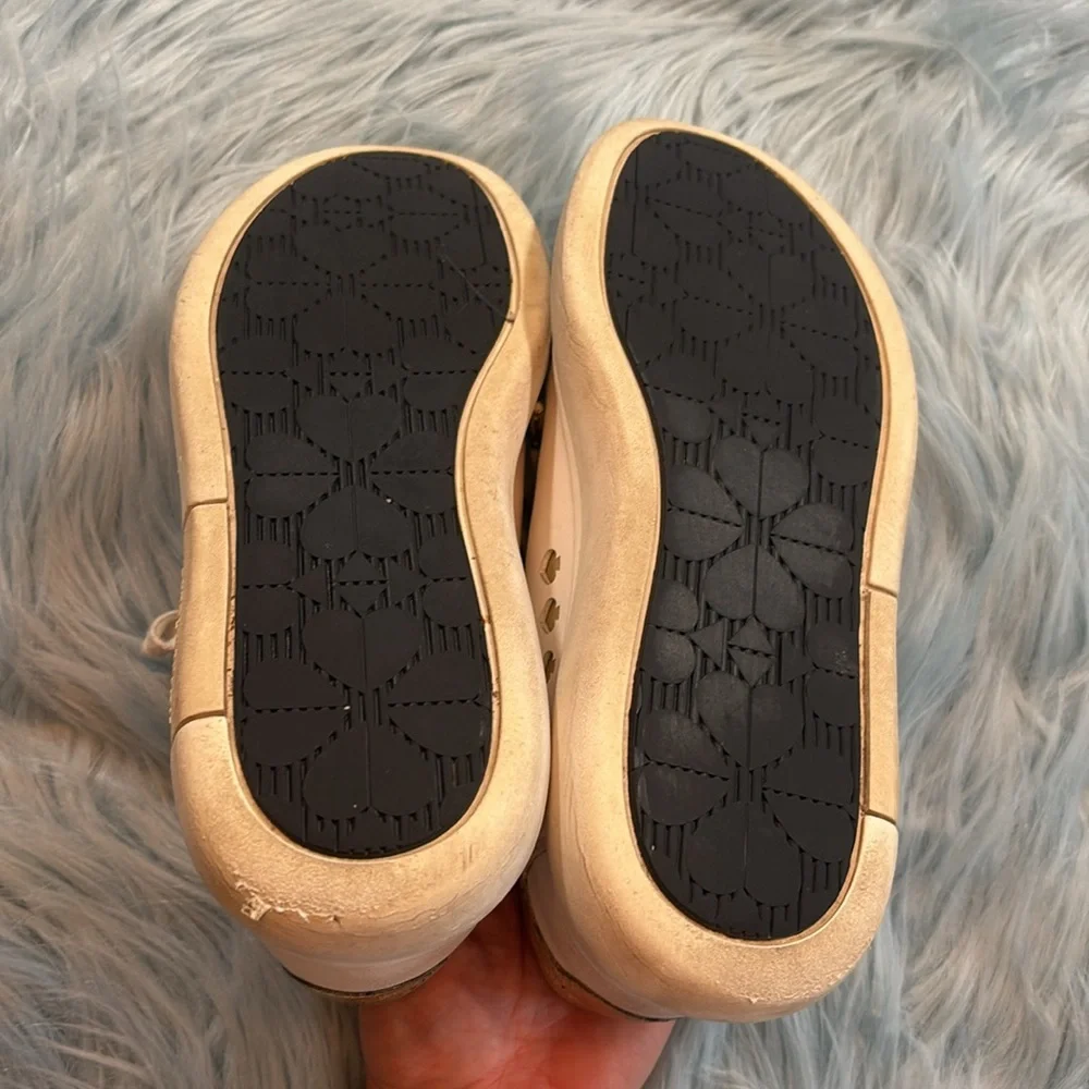 Kate Spade Lift Leather Sneakers in Option White/Gold sz 5